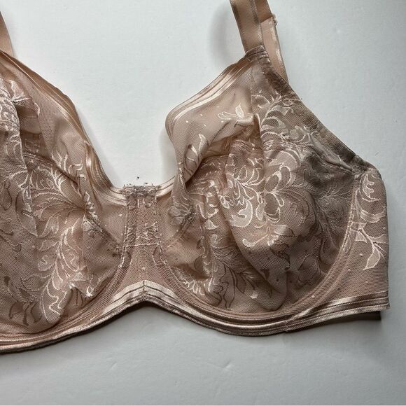 Wacoal Cream Floral Lace Unlined Full-Coverage Bra 36G 36DDDD - Picture 2 of 6